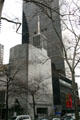 Holy Family Church, Japan Society & Trump World Tower on Dag Hammarskjold Plaza. New York, NY.