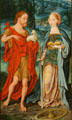 Panel of St John the Baptist & St Catherine of Alexandria from Crucifixion triptych by Joos van Cleve at Metropolitan Museum of Art. New York, NY.