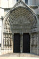 Gothic Revival west entrance of Riverside Church with rows of Saints. New York, NY.