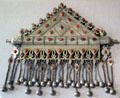 Silver & glass pectoral ornament from Teke, Turkoman at Brooklyn Museum. Brooklyn, NY.