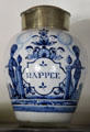 Ceramic tobacco jar at Thomas Halsey Homestead. South Hampton, NY.