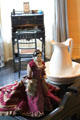 Doll, basin & pitcher with writing desk in Fanny Hayes bedroom at Hayes Presidential Home. Fremont, OH.