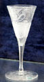Presidential glass flute cut & engraved with eagle & shield at Rutherford B. Hayes Presidential Center. Fremont, OH.