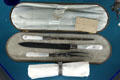 Boxed carving set with mother of pearl handles & napkin ring at Hayes Presidential Center. Fremont, OH.