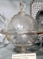 Terrestrial Globe Compote by O'Hara Glass Co., Pittsburgh, for Philadelphia Centennial Exhibition at Milan Historical Museum. Milan, OH.