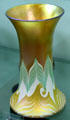 Quezal glass vase at Milan Historical Museum. Milan, OH.