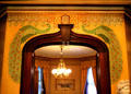 Peacock wall paintings in octagonal central hall at Hower House. Akron, OH.
