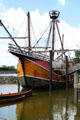 Replica of Christopher Columbus' ship Santa Maria docked on Scioto River. Columbus, OH.