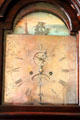 Face of tall clock with ship scene at Kelton House Museum. Columbus, OH.
