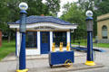 Sun Oil Station pumps where attendants first filled glass cylinders before draining gas into car at Carillon Historical Park. Dayton, OH.