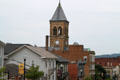 Main St. streetscape with City Hall clock tower. Lancaster, OH.