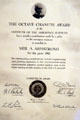 Octave Chanute Award given to Neil Armstrong in 1962 for his testing of the X-15 at Neil Armstrong Museum. Wapakoneta, OH.