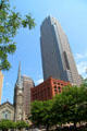 Old Stone Church, Marriott at Key Center, Society National Bank & Key Tower on Public Square. Cleveland, OH.