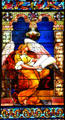 Recording Angel stained glass window by Louis C. Tiffany in Old Stone Church. Cleveland, OH.