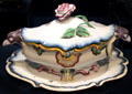 Eagle head & flowers earthenware tureen by Paul Hannong Factory of France at Cleveland Museum of Art. Cleveland, OH.