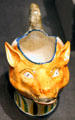 Fox head earthenware ewer by Staffordshire of England at Cleveland Museum of Art. Cleveland, OH.