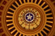 Oklahoma state seal on ceiling of dome of State Capitol. Oklahoma City, OK.