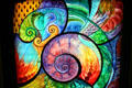 Stained glass roof of Peace Portal by Ulla Darni at National Liberty Museum. Philadelphia, PA.