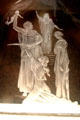 Art glass of the judgment of Solomon at National Liberty Museum. Philadelphia, PA