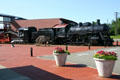 Steam powered wrecking crane & Illinois Central steam locomotive at Steamtown. Scranton, PA.