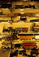 Early tin locomotives & wagons in National Toy Train Museum. Strasburg, PA.