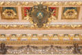 Vanderbilt family medallion with acorns & oak leaves symbolic of strength & longevity on Great Hall ceiling at The Breakers. Newport, RI.
