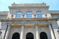 Neoclassical entrance facade of The Elms. Newport, RI.