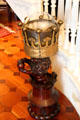 Antique ship's compass supported by crown on Spanish castle & lion stand at Chepstow. Newport, RI.