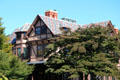 Stick-style roofline of Griswald House of Newport Art Museum. Newport, RI.