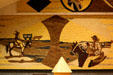 White & Indian on horseback corn mural at Mitchell Corn Palace. Mitchell, SD.