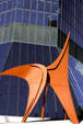 Alexander Calder Stabile at base of old Bank One Tower damaged by tornado in 2000. Fort Worth, TX.