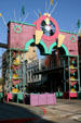 Decorated arch at entrance to Strand National Historic Landmark District. Galveston, TX.