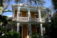 Jens Moller house with thin double columns supporting porches. Galveston, TX.