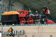 Steam locomotive model on wall of Minute Maid Park. Houston, TX.