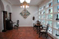 Room with collection of glass, porcelain & silver at Rienzi house museum. Houston, TX.