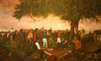 Mural of Surrender of Santa Anna by William Henry Huddle at south entrance of State Capitol. Austin, TX.