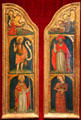 Altarpiece wings by circle of Ottaviano di Martino Nelli shows two Angels of Annunciation over St John the Baptist, St Zenobius, St Jerome & St Agatha at McNay Art Museum. San Antonio, TX.