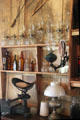 Oil lamp section in Commissary at historic village of Mayborn Museum. Waco, TX.
