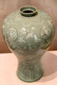 Stoneware prunus vase with cranes from Korea at Crow Collection of Asian Art. Dallas, TX.