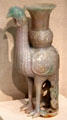 Qing dynasty carved jadeite phoenix carrying a Zun vessel from China at Crow Collection of Asian Art. Dallas, TX.