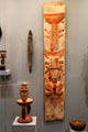 Gulf region bull-roarer, Sepik River debating stool, & Tami Islands architectural panel from Papua New Guinea at Dallas Museum of Art. Dallas, TX.