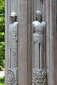 Confederate & early 20th C American soldiers at base of pole at Hall of State at Fair Park. Dallas, TX.