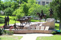 Tejano Monument by Armando Hinojosa honors Spanish settlers at Texas State Capitol. Austin, TX.