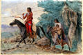 Plains Indian Family Emerging from Woods watercolor by Friedrich Petri at Bullock Texas State History Museum. Austin, TX.