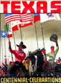 Cowboys on Texas Centennial Exposition poster at Bullock Texas State History Museum. Austin, TX.