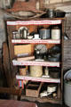 Cabinet shelves with embroidered German sayings in Locksted-Seibold house at Conservation Plaza. New Braunfels, TX.