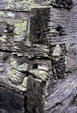 Details of corner of a log building at Sherwood Forest Plantation. VA.