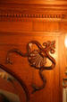 Living room fireplace carving detail of Hunter House museum. Norfolk, VA.