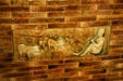 American encaustic tile shepherd sculpture on dining room fireplace of Hunter House museum. Norfolk, VA.