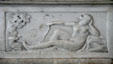Sculpted figure on fireplace in dining room of Moses Myers House museum. Norfolk, VA.